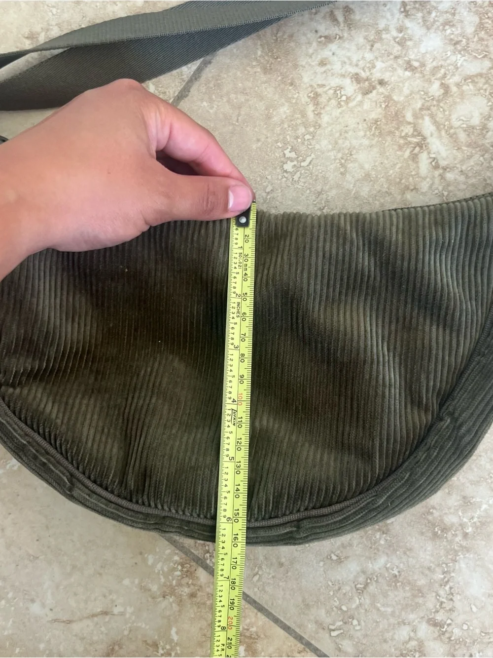 Uniqlo Olive Green Corduroy Crescent Crossbody - Picture 4 of 6